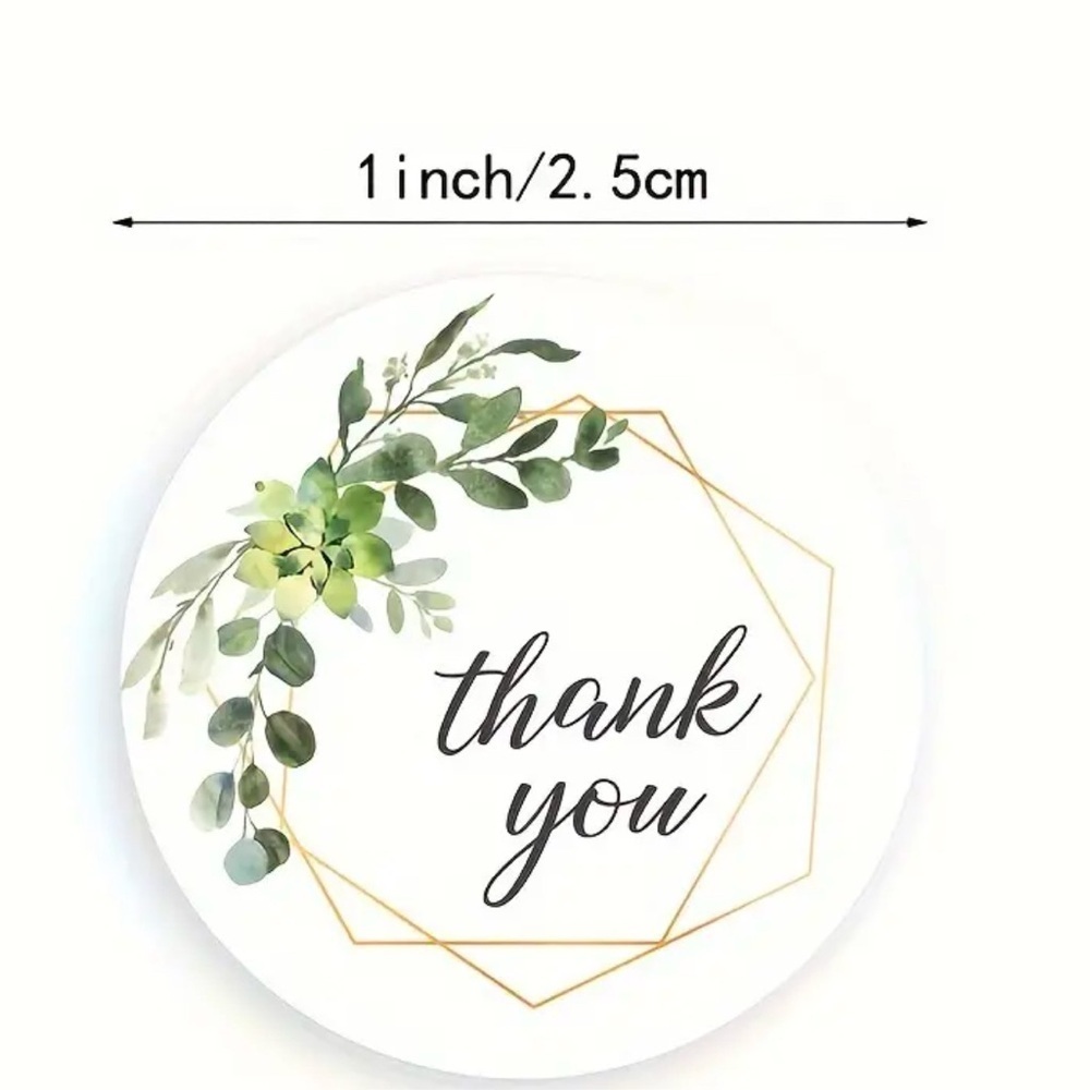 PRICE IS FIRM - Set of 500Greenery Thank You Stickers - Picture 2 of 2
